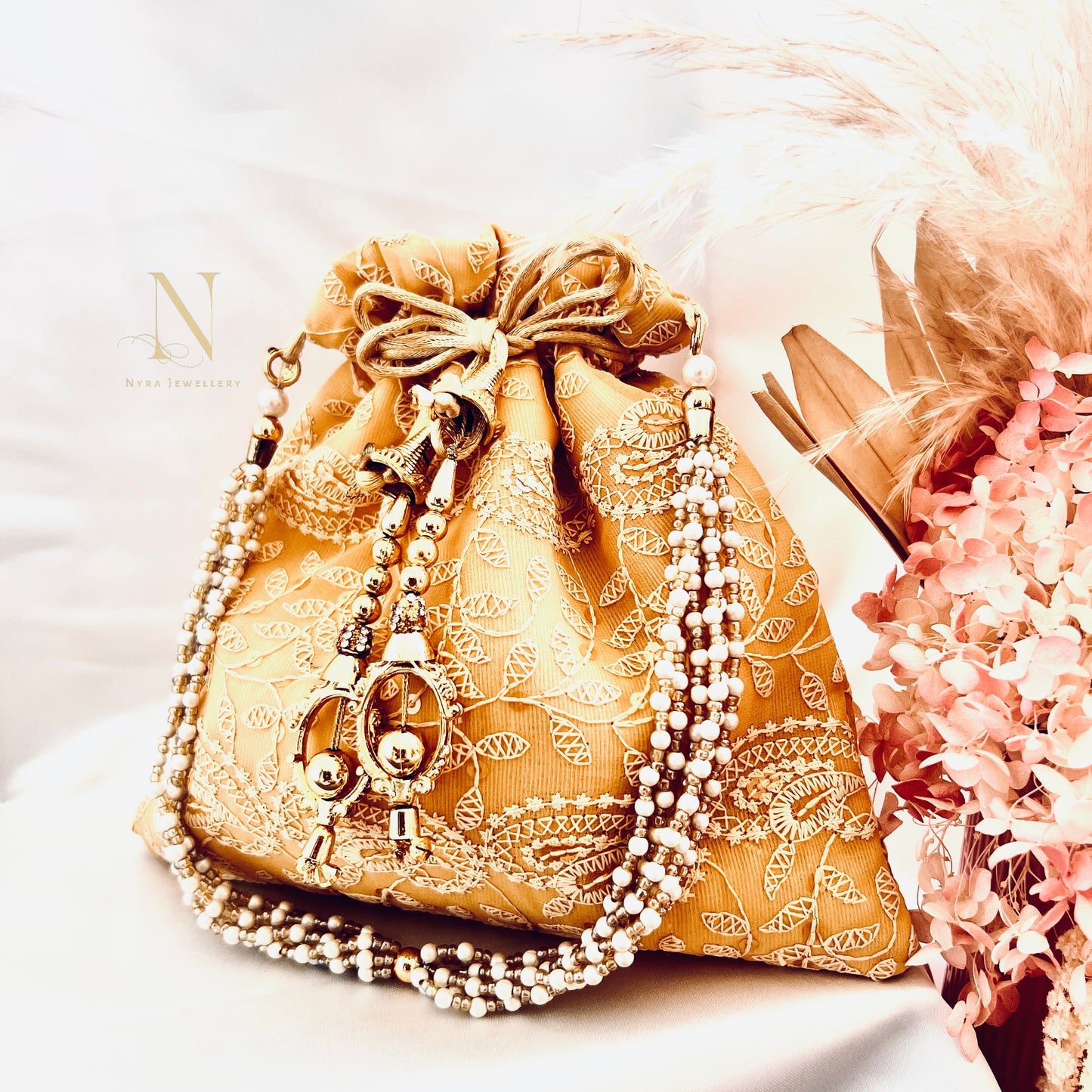 Beige potli bag